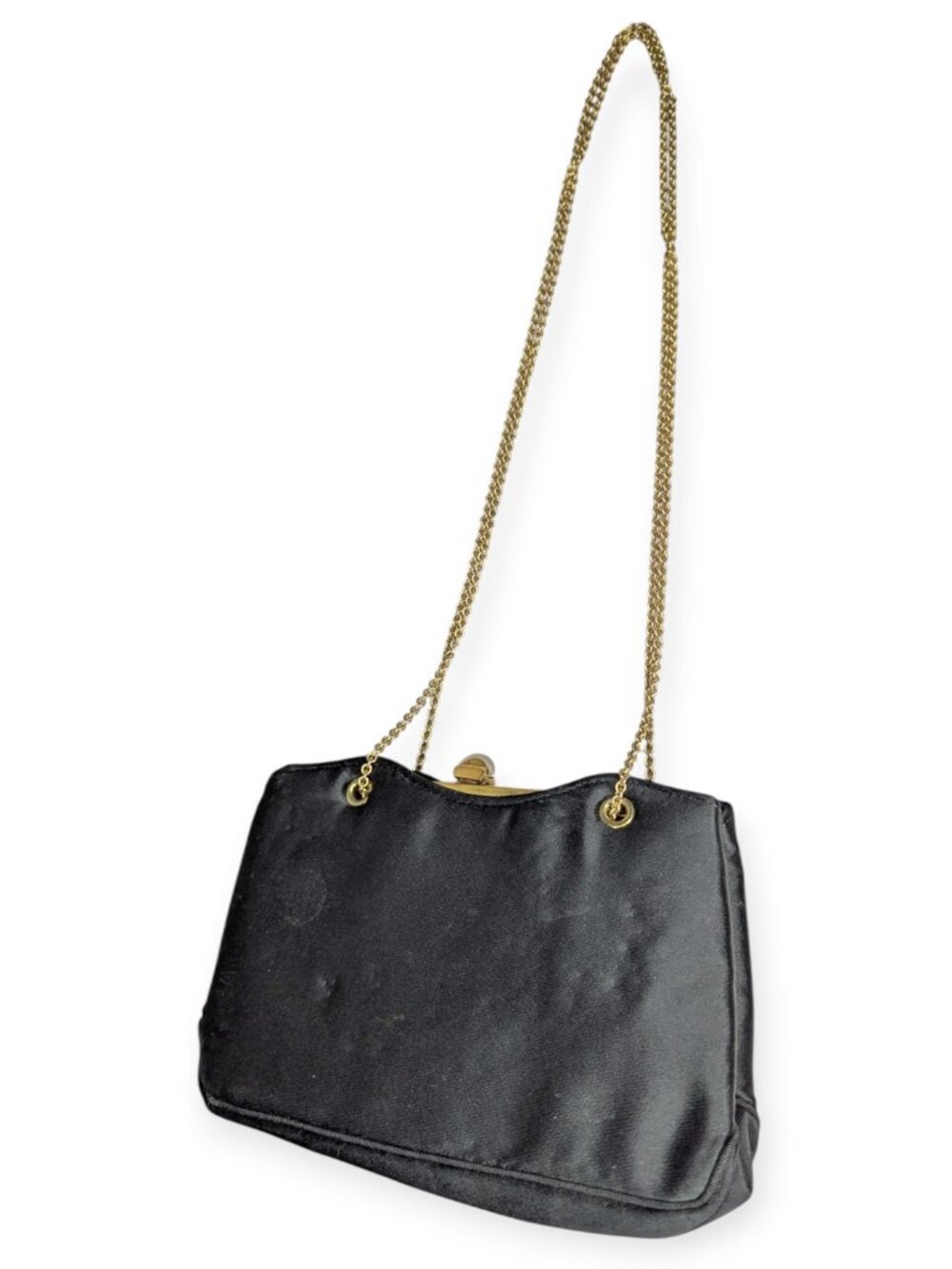 Ande Classic Black Shoulder Evening Bag with Adjustable Gold Tone Chain Strap - Picture 2 of 15